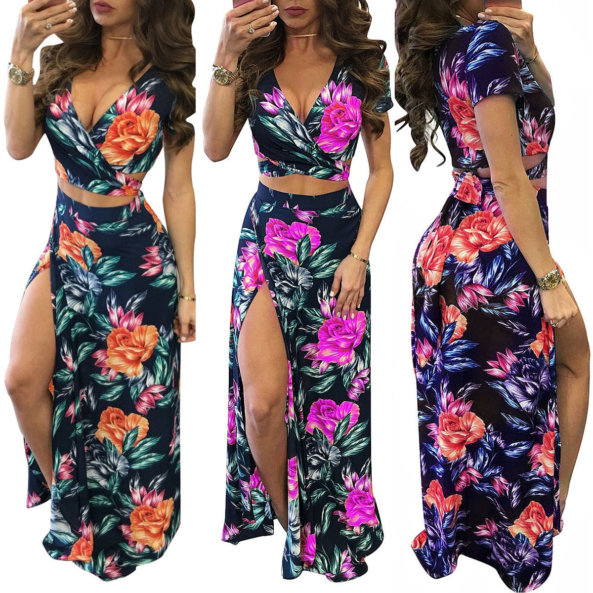 Classic Floral Hot Sale Dress Two Piece Set