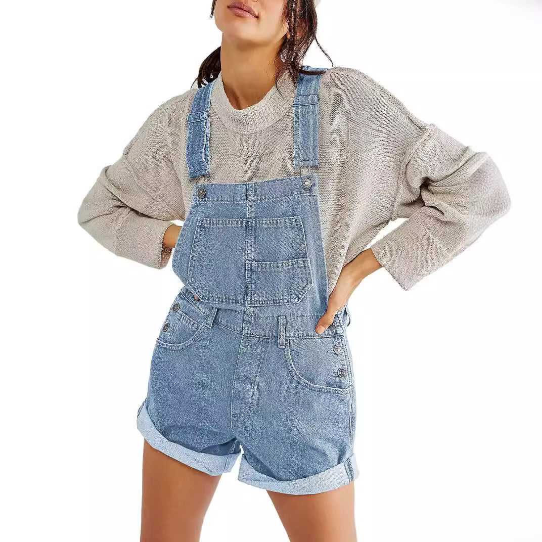 Loose Multi-pocket Overalls Jeans Women