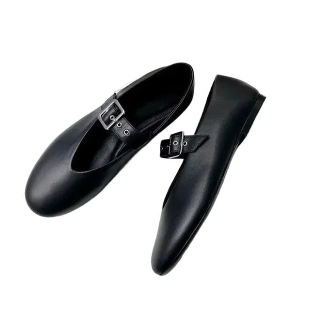 Women Mary Jane Shoes Autumn Natural Vintage Women Shoes Pointed Toe Ballet Flat Casual Shoes Women