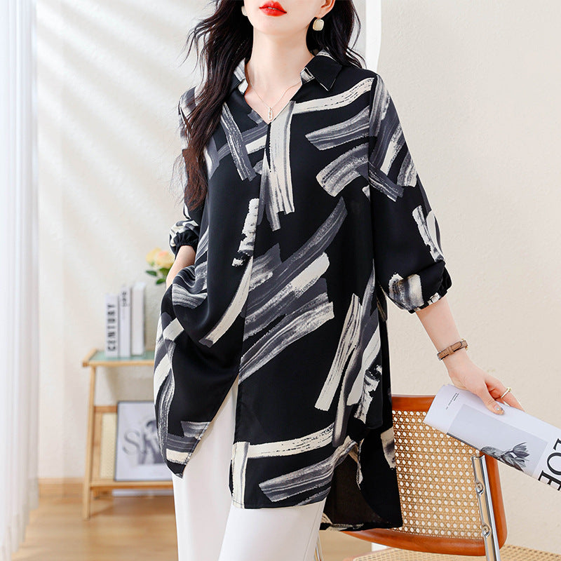 Print Mid-Length Blouse for Women