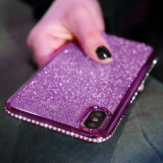 Rhinestone Glitter Case for iphone XS MAX XR 10 X 7 8 Plus 6 6s Soft Silicone TPU Diamond Sexy Girl Protector Back Cover