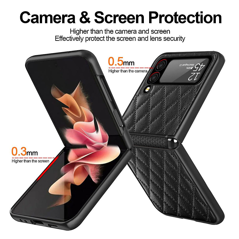 Suitable For Samsung Z Flip3 Mobile Phone Shell Creative Shell Film Element Leather Z Flip3 Folding Protective Cover