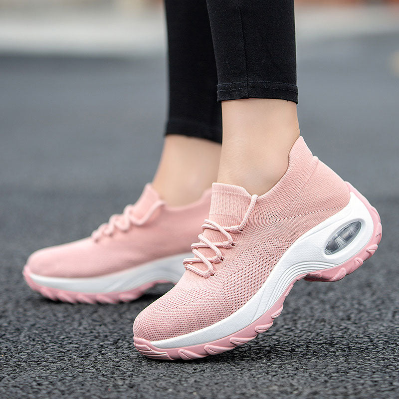 Flying Woven Wedges Casual Shoes Women High Heel Sneakers Women Platform Shoes Zapatilla De Mujer Outdoor Walking Shoes
