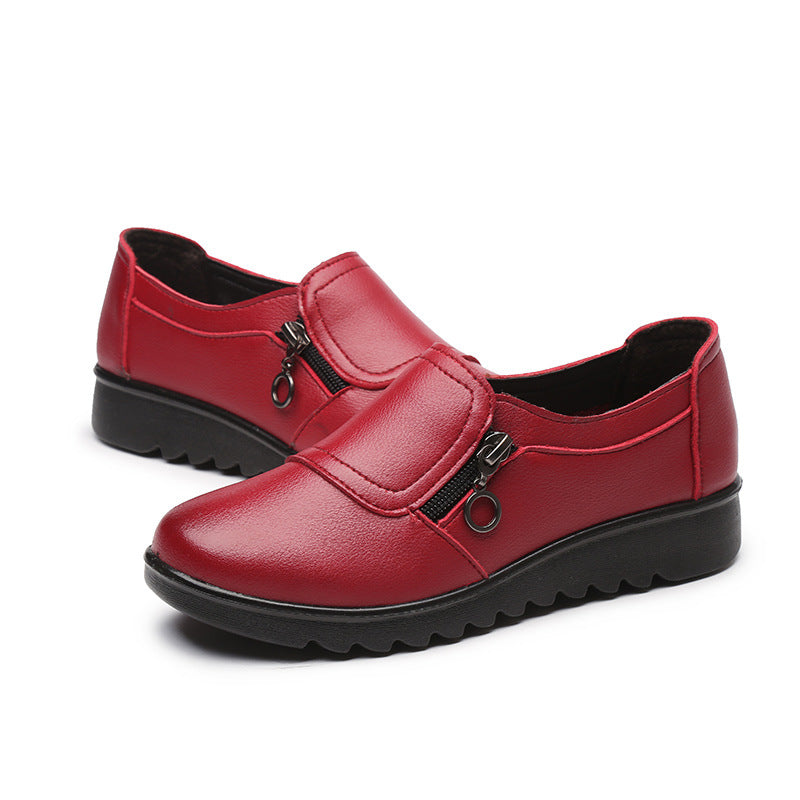 Single Shoes Women's Spring And Autumn New Middle Age And Elderly Women's Shoes Leather Shoes Grandma Shoes Ins Elderly Shoes