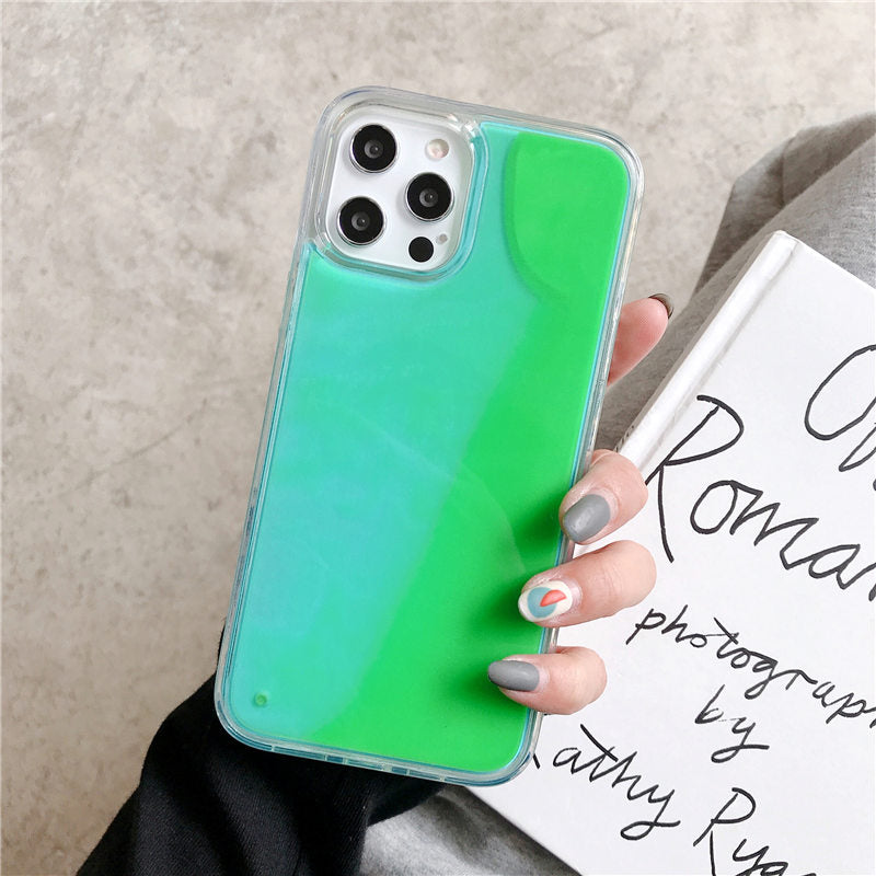 Luminous Phone Case For iPhone 12 11 12 Pro Max XR XS Max X 7 8 Plus 12 Mini 12Pro 12 11 Glitter Neon Sand Back Cover