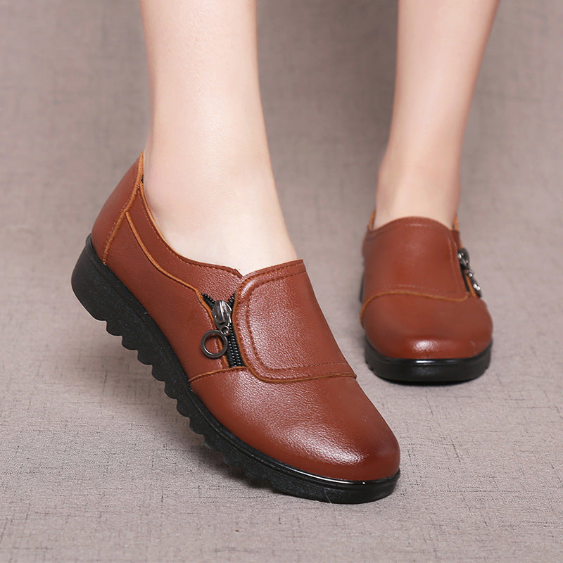 Single Shoes Women's Spring And Autumn New Middle Age And Elderly Women's Shoes Leather Shoes Grandma Shoes Ins Elderly Shoes
