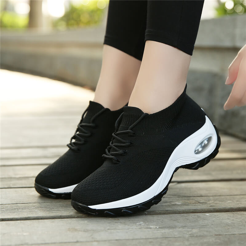 Flying Woven Wedges Casual Shoes Women High Heel Sneakers Women Platform Shoes Zapatilla De Mujer Outdoor Walking Shoes