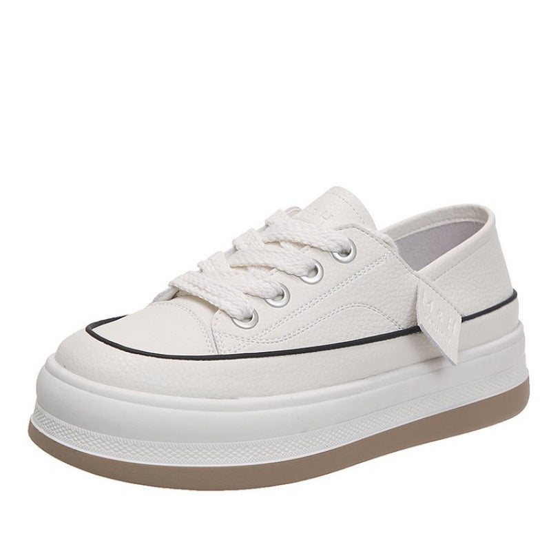 Soft soled white shoes for women wearing thick soled board shoes are fashionable breathable versatile and trendy casual shoes