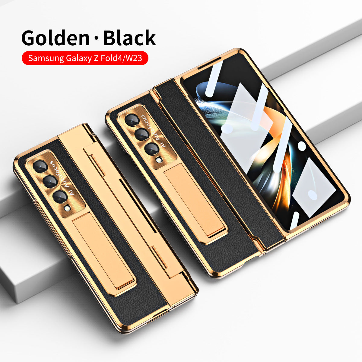 Samsung zfold 5 phone case FOLD4 folding screen flat hinge plain leather all inclusive anti fall protective case W22 is suitable