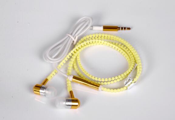 Wired earbuds Light Luminous Metal Zipper Earphone Glow In The Dark earbuds Hands Free Zipping earbuds Earhpones