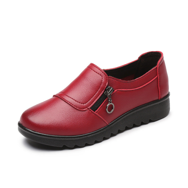Single Shoes Women's Spring And Autumn New Middle Age And Elderly Women's Shoes Leather Shoes Grandma Shoes Ins Elderly Shoes