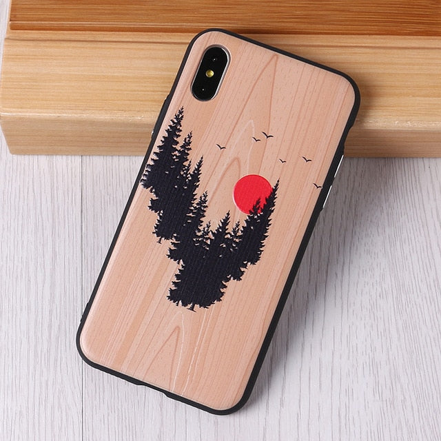 Imitative Wood Cover For 6 7 7Plus 8 8Plus X XS Max 3D Relief Elephone Vintage Style Phone Cases Cover Capa Fundas