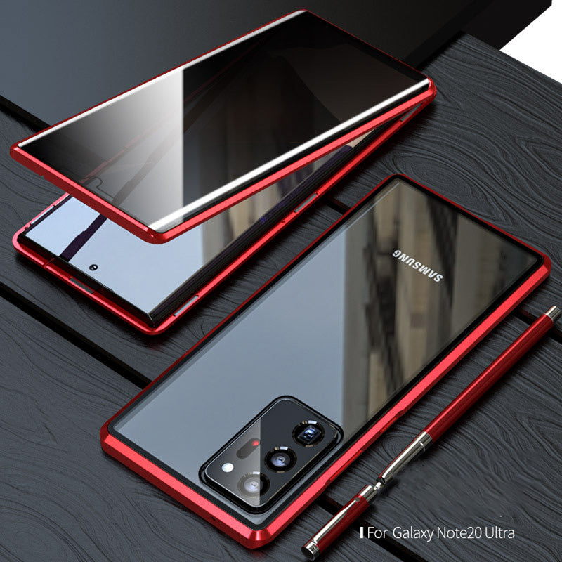 For Samsung Note20U Anti Peeping Privacy Glass Case Protect Phone Case S21Ultra Magnetic S21 Metal Cover