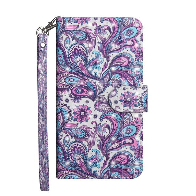 For  iphone X XS MAX XR 7 8 6 6S Plus 5 5s Printed Panda Cat Tree Butterfly Card Slot Wallet Cover
