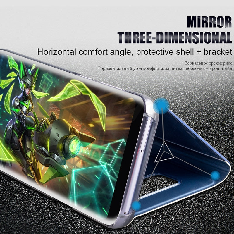 Luxury Smart Mirror Flip Phone Case For Samsung Galaxy S10E S10 S9 S8 Plus Cover  Cover