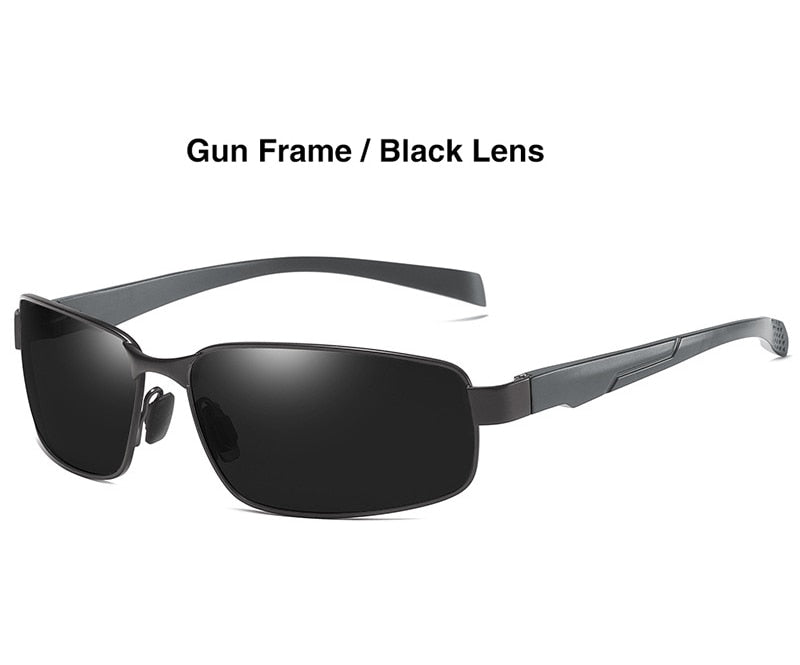 Aluminum Sunglasses Men Outdoor Sports Driving Polarized Sun Glasses UV400 Anti-UV Male Rectangle With Anti-skid Belt