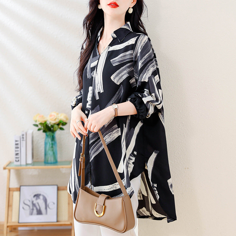 Print Mid-Length Blouse for Women