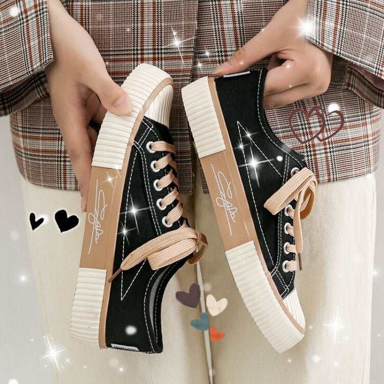 Biscuit shoes, canvas shoes, women's low cut Korean style trendy shoes, super popular Instagram women's shoes, student shoes