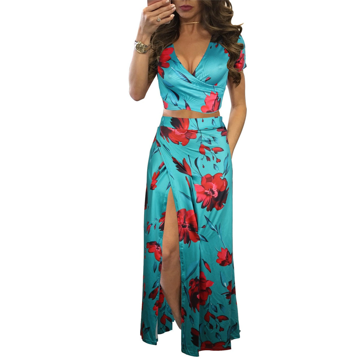 Classic Floral Hot Sale Dress Two Piece Set