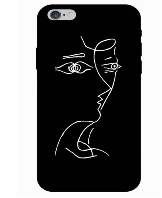 Mobile Shell Apple 8Plus Black tpu Face Line Soft Shell Simple Sketch Shell For iphone 6