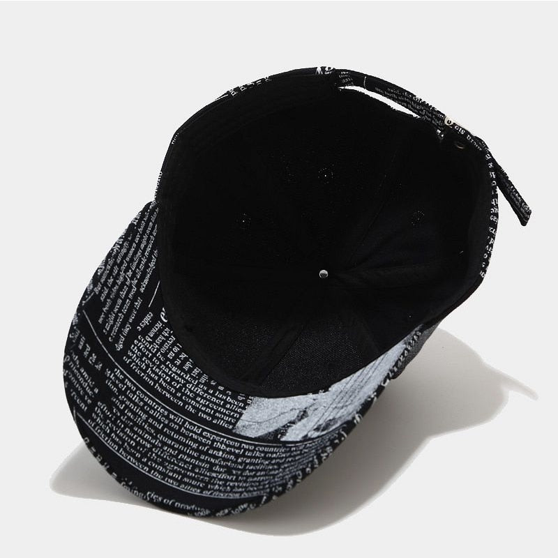 FS Winter Retro Newspaper Pattern Cappellino Baseball Cap Trendy Yellow Pink Hip Hop Hats For Men Women Gorras Para Hombre