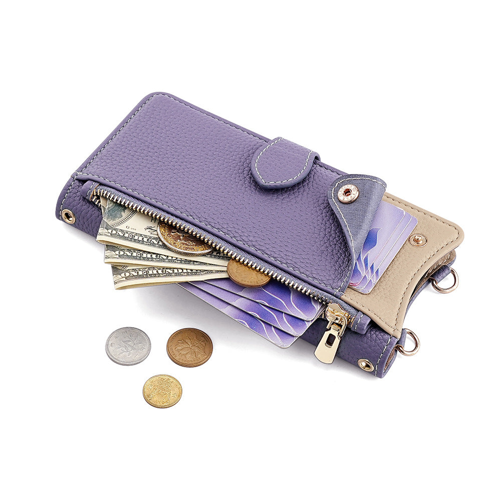 Makeup mirror Apple 17 Promax crossbody phone case suitable for iPhone 15 stand 16 card insertion 13 phone case