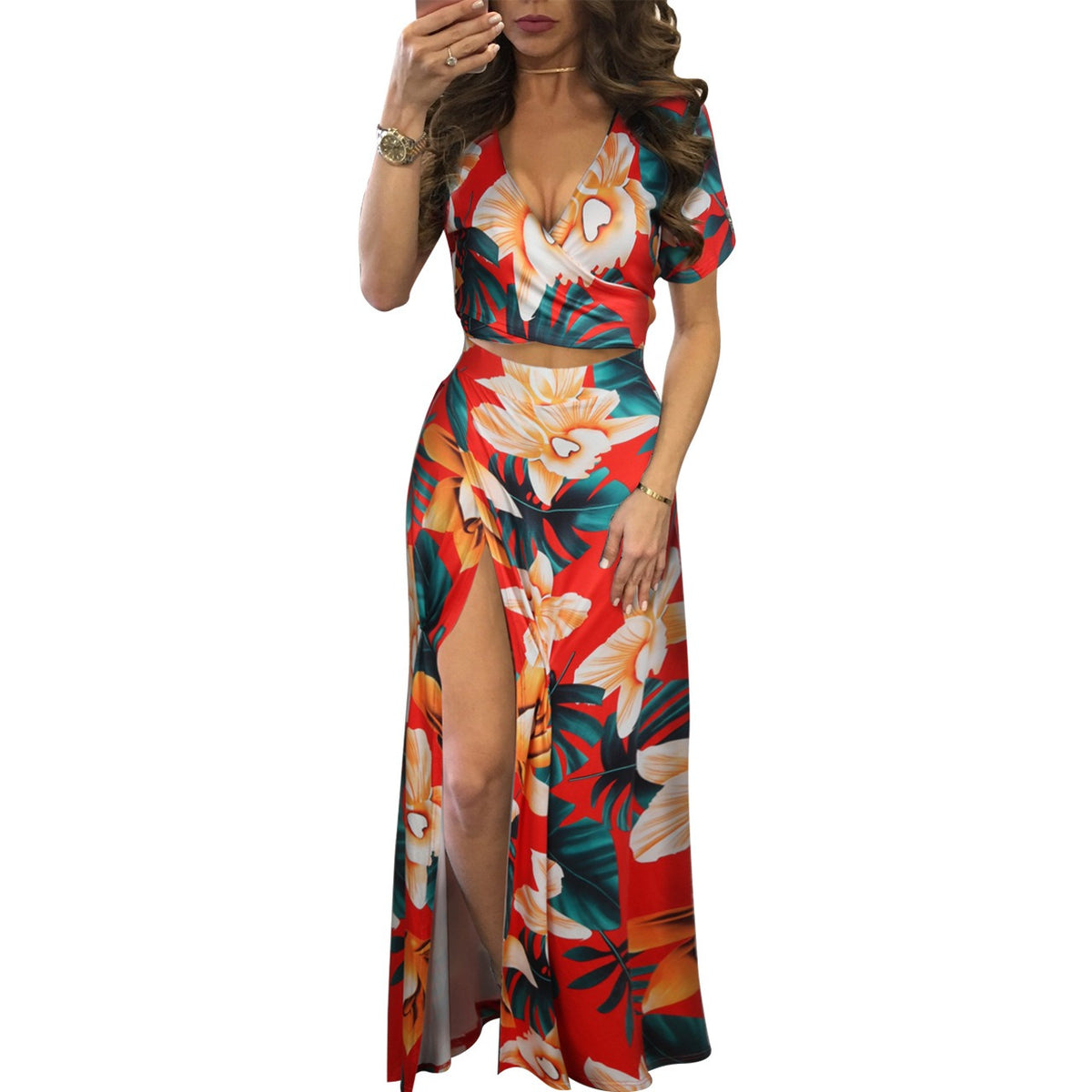 Classic Floral Hot Sale Dress Two Piece Set