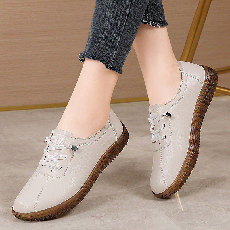 Calfskin Sole Soft Bottom Mother Shoes Single Shoes Lightweight Slip-On Sports Shoes Large Size Old Cloth Shoes for Women