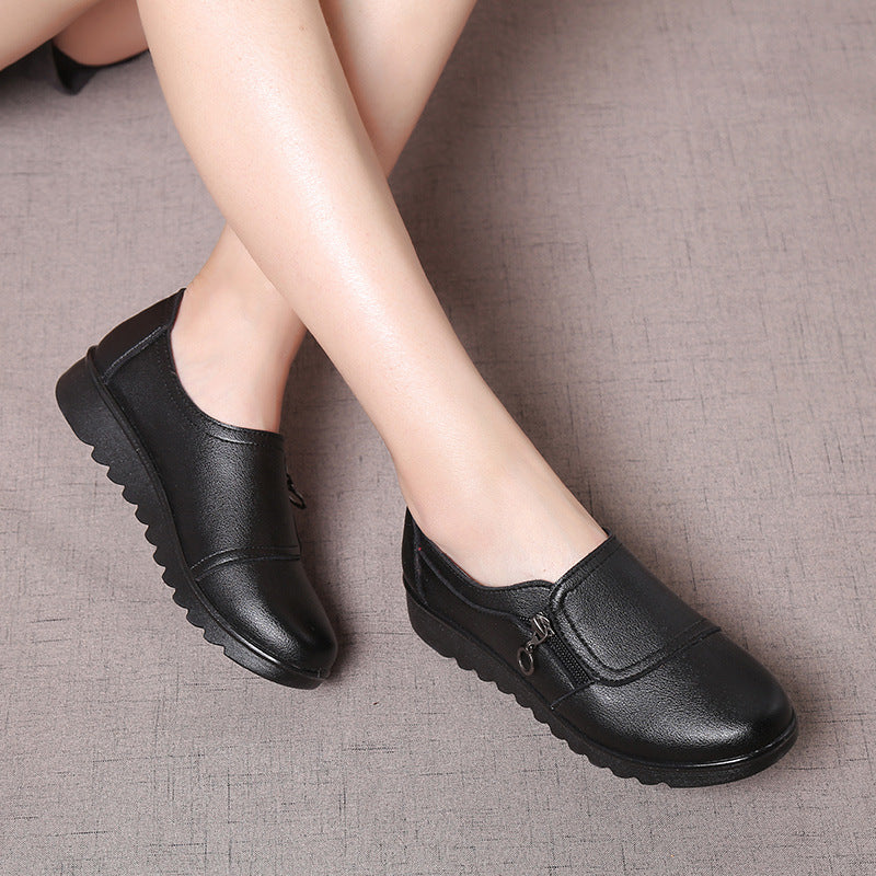 Single Shoes Women's Spring And Autumn New Middle Age And Elderly Women's Shoes Leather Shoes Grandma Shoes Ins Elderly Shoes