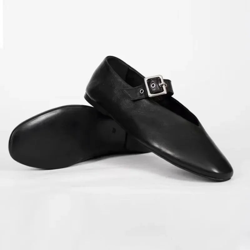 Women Mary Jane Shoes Autumn Natural Vintage Women Shoes Pointed Toe Ballet Flat Casual Shoes Women