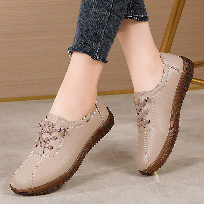 Calfskin Sole Soft Bottom Mother Shoes Single Shoes Lightweight Slip-On Sports Shoes Large Size Old Cloth Shoes for Women