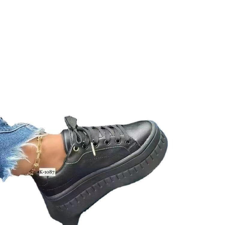 Women's thick soled lace up casual flat sole shoes, women's shoes, Korean version trendy couple shoes