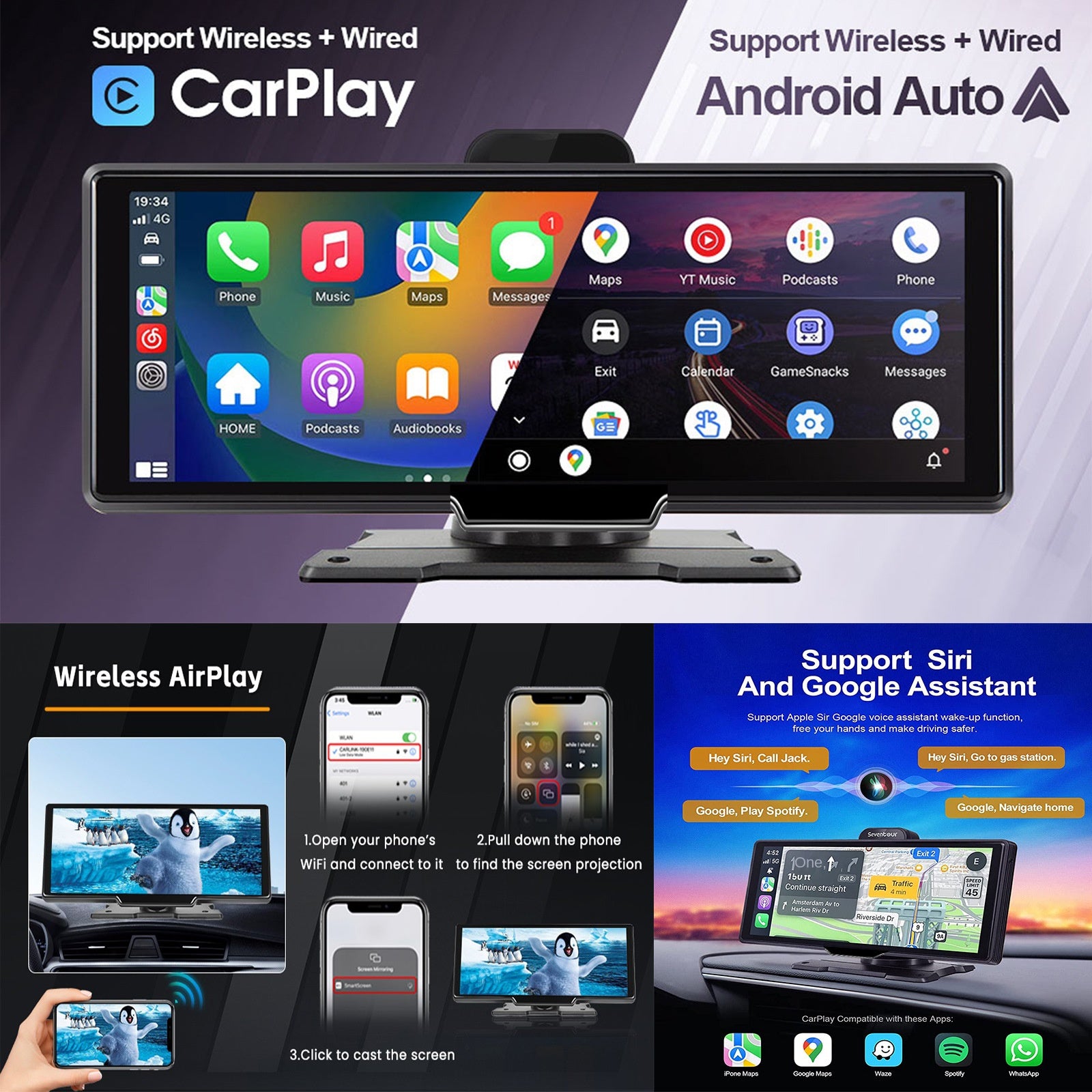 10.26-inch Portable Car Central Control Smart Screen with Wireless