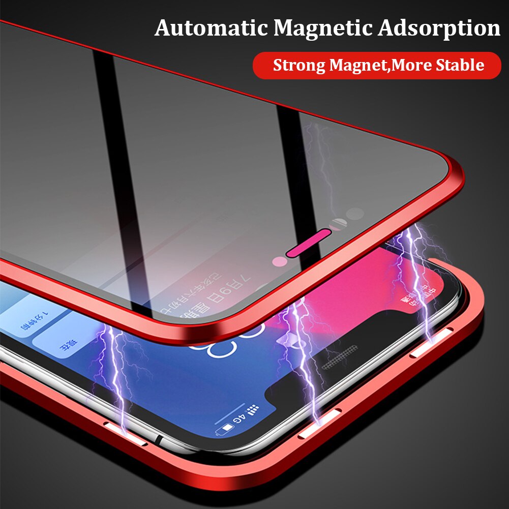 Privacy Magnetische Gehard Glas Case voor iPhone X XS MAX 8 7 Plus Anti Peep Telefoon Shell 360 Volledige Shockproof protector Clear Capa