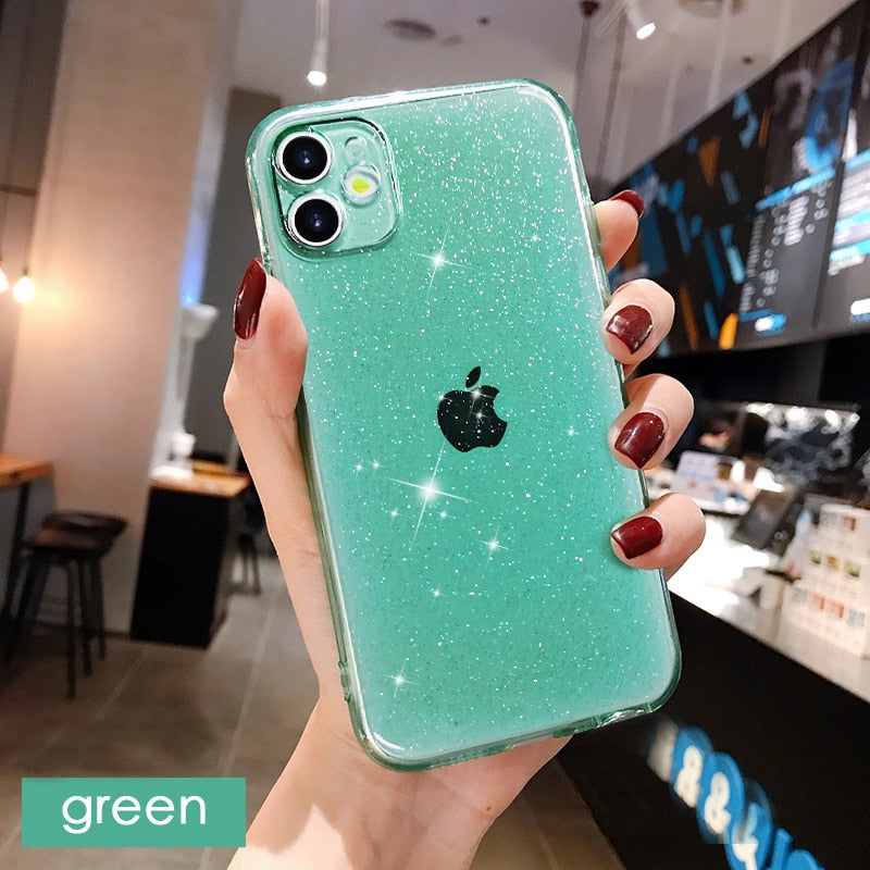 Glitter Fluorescent Colors Phone Cases On For iphone 12 11 Pro Max Mini XR X XS Max 6 6S 7 8 Plus 7Plus SE Soft TPU Cover