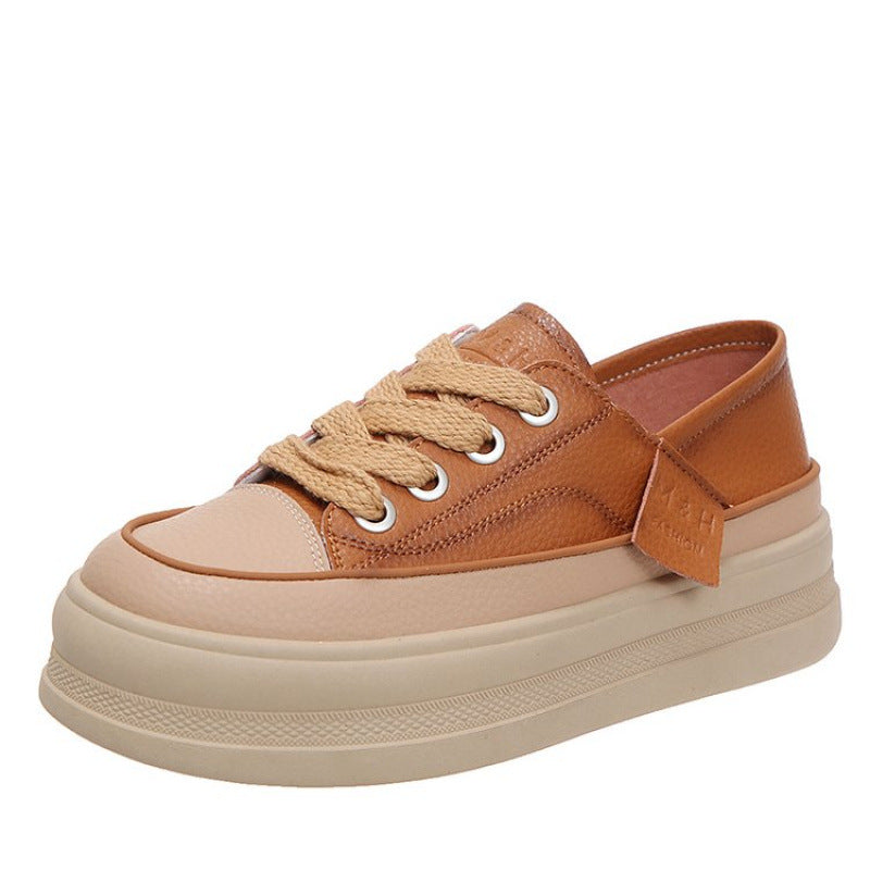 Soft soled white shoes for women wearing thick soled board shoes are fashionable breathable versatile and trendy casual shoes
