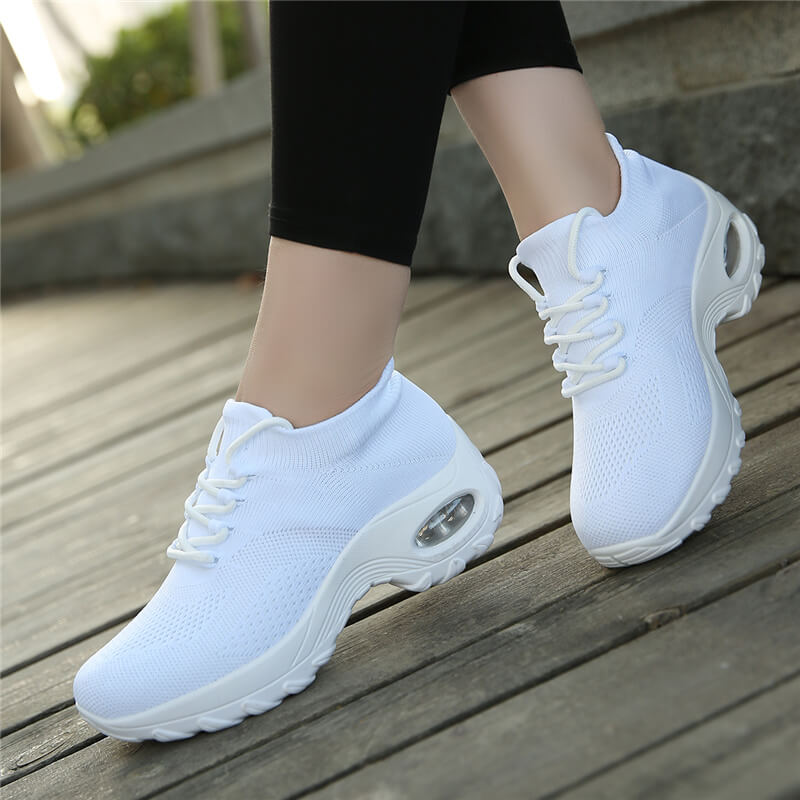 Flying Woven Wedges Casual Shoes Women High Heel Sneakers Women Platform Shoes Zapatilla De Mujer Outdoor Walking Shoes