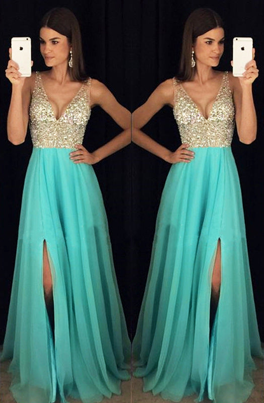 Factory direct European and American cross-border ebay wish AliExpress explosion sequined sleeveless dress long dress
