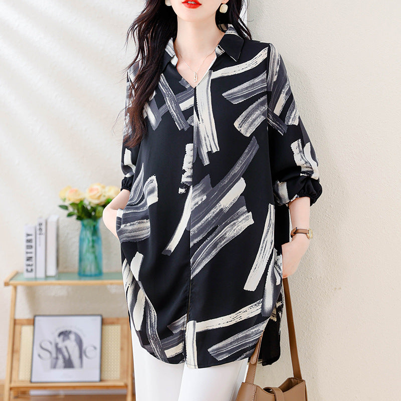 Print Mid-Length Blouse for Women