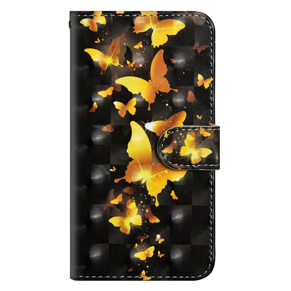 For  iphone X XS MAX XR 7 8 6 6S Plus 5 5s Printed Panda Cat Tree Butterfly Card Slot Wallet Cover