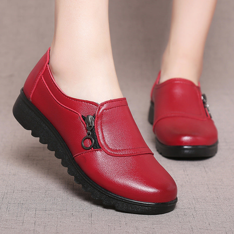 Single Shoes Women's Spring And Autumn New Middle Age And Elderly Women's Shoes Leather Shoes Grandma Shoes Ins Elderly Shoes