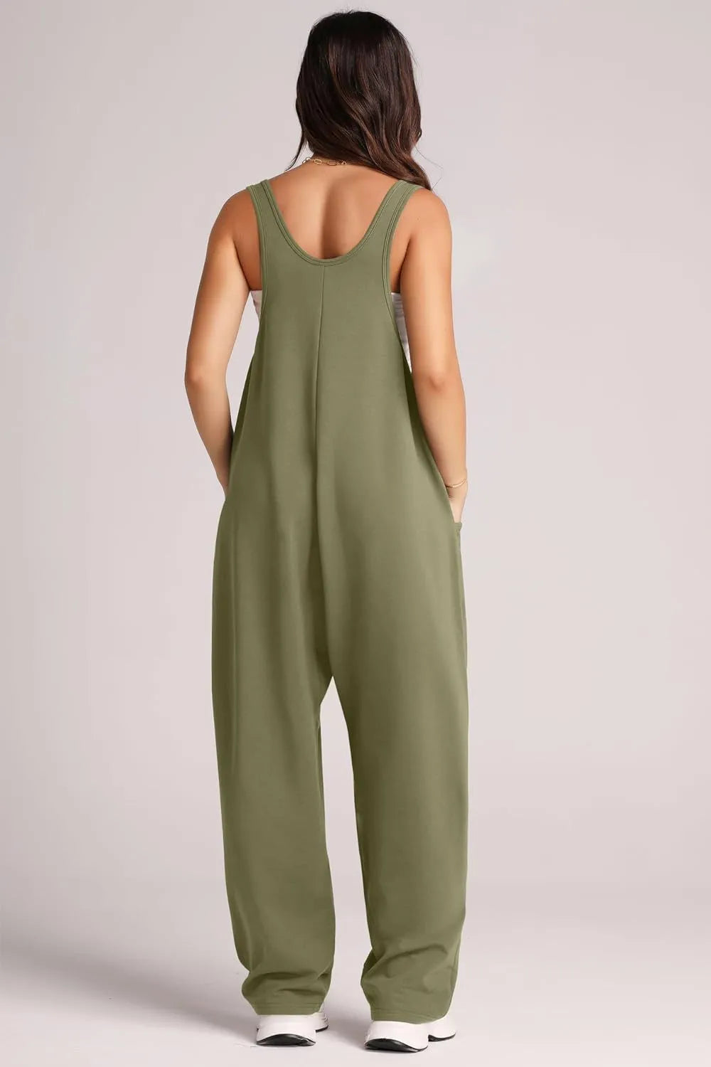 V-Neck Wide Strap Overalls