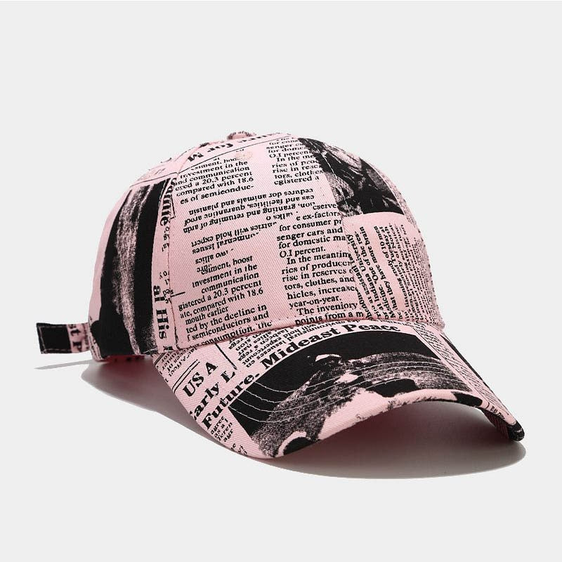 FS Winter Retro Newspaper Pattern Cappellino Baseball Cap Trendy Yellow Pink Hip Hop Hats For Men Women Gorras Para Hombre