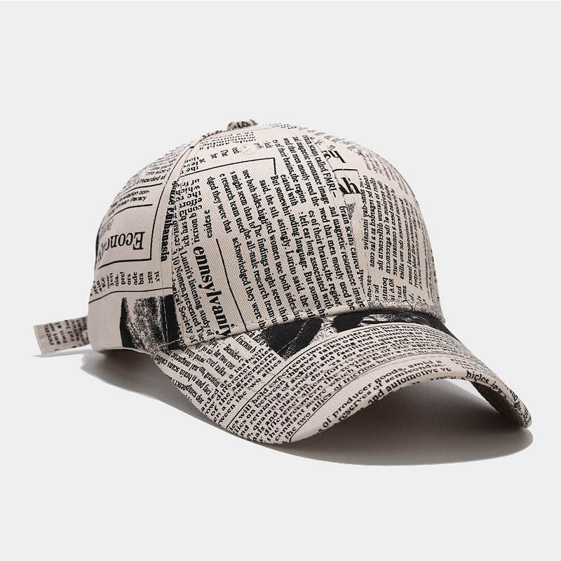 FS Winter Retro Newspaper Pattern Cappellino Baseball Cap Trendy Yellow Pink Hip Hop Hats For Men Women Gorras Para Hombre