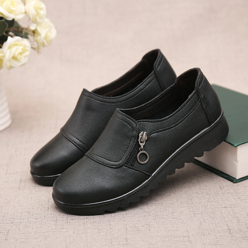 Single Shoes Women's Spring And Autumn New Middle Age And Elderly Women's Shoes Leather Shoes Grandma Shoes Ins Elderly Shoes