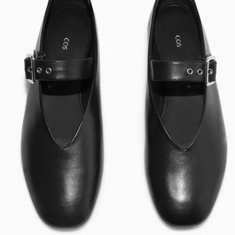 Women Mary Jane Shoes Autumn Natural Vintage Women Shoes Pointed Toe Ballet Flat Casual Shoes Women