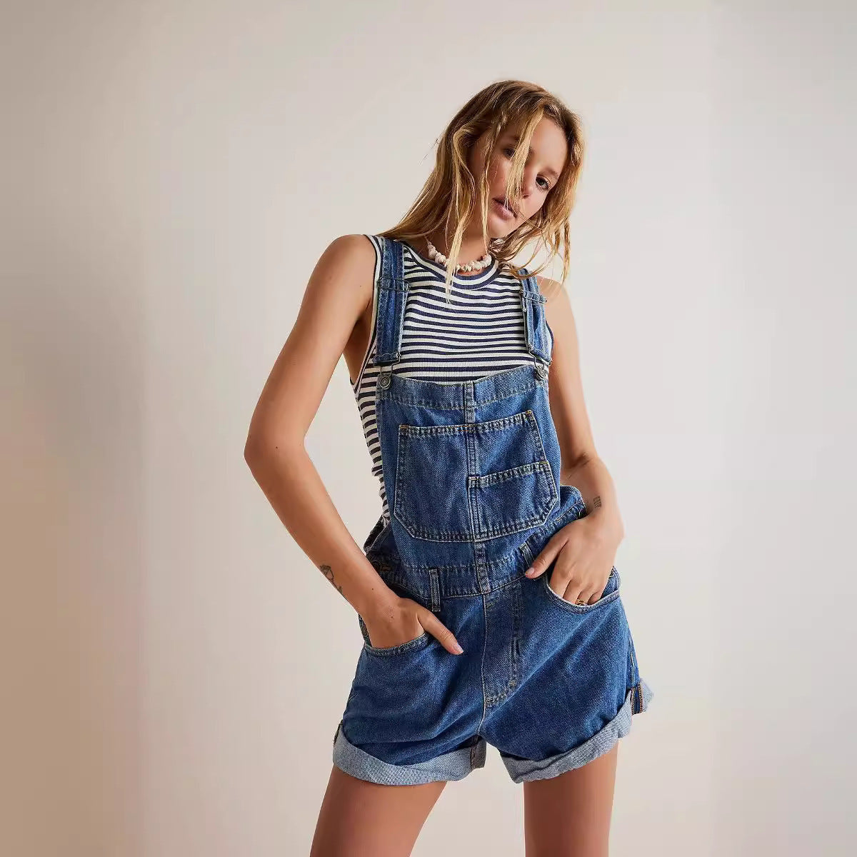 Loose Multi-pocket Overalls Jeans Women