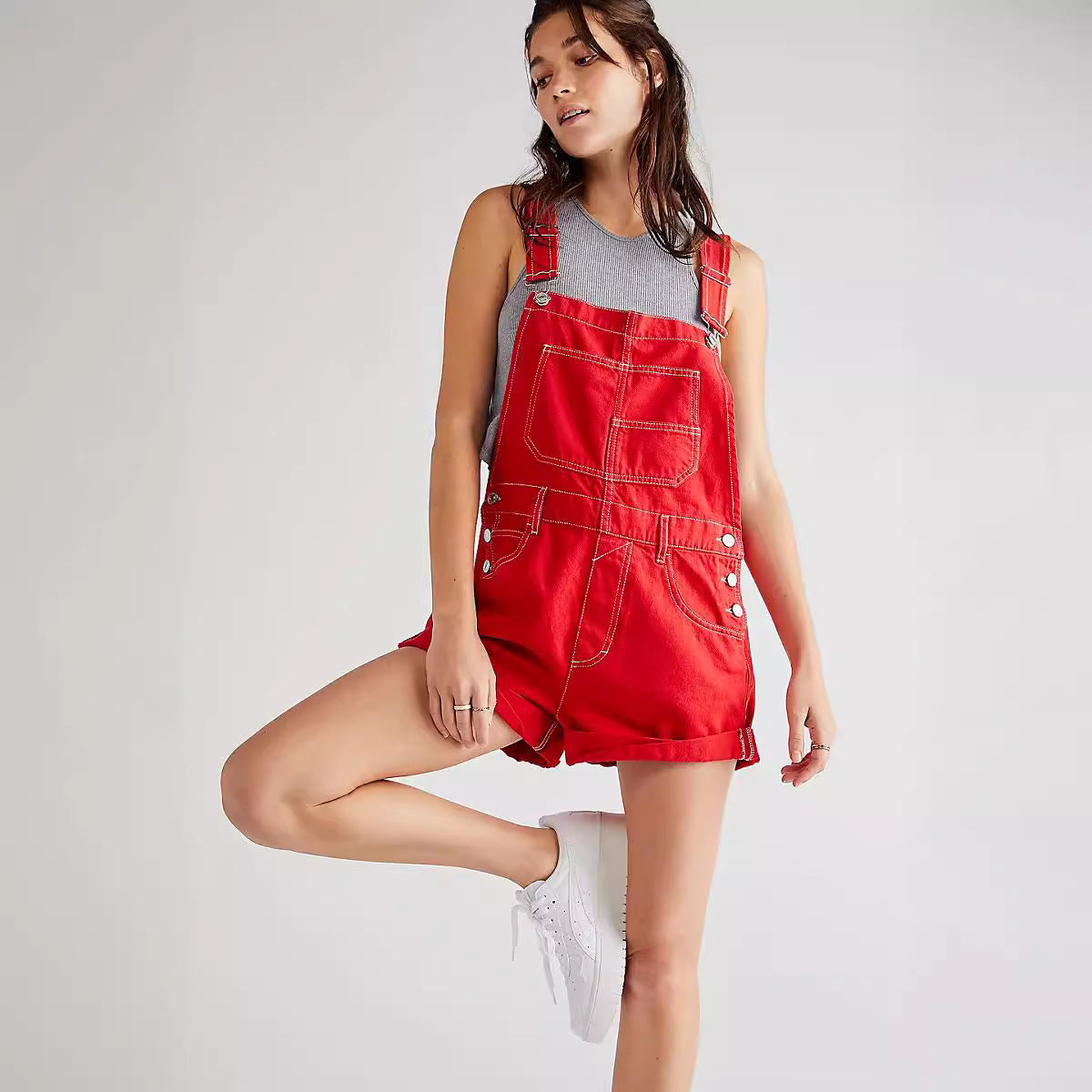 Loose Multi-pocket Overalls Jeans Women