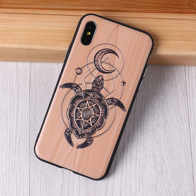 Imitative Wood Cover For 6 7 7Plus 8 8Plus X XS Max 3D Relief Elephone Vintage Style Phone Cases Cover Capa Fundas