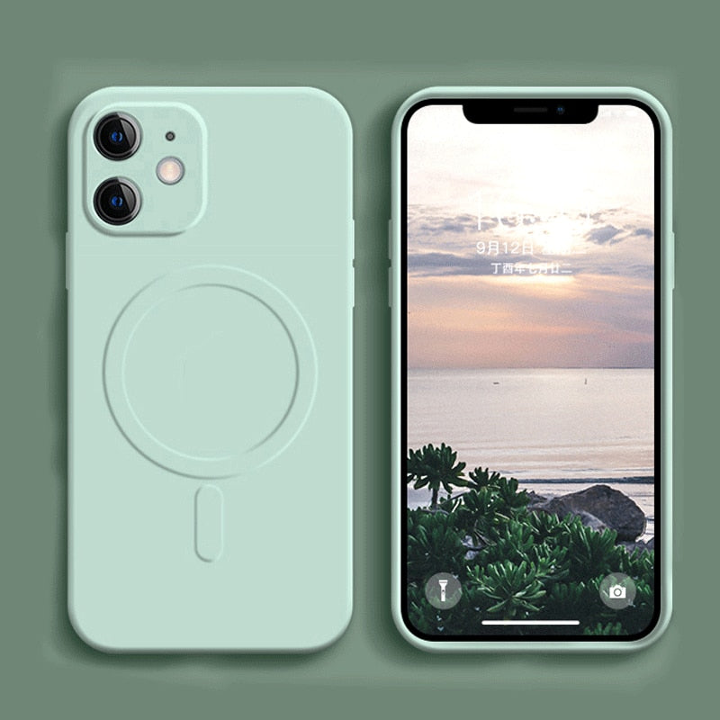 Liquid Silicone Magnetic Case for iPhone 12 Pro Max 11Pro X Xs Xr 7 8 Plus 12 Mini Wireless Charger Magsafing Magnet Back Cover